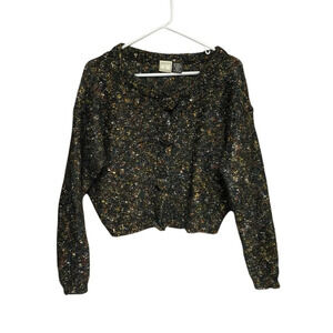 Paul Et Duffier wool blend slightly cropped sweater large fabric buttons